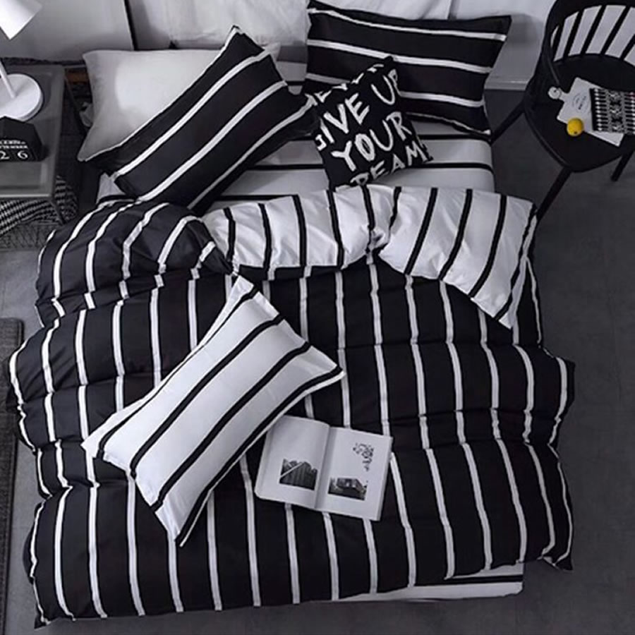 Black & White Stripe Bedding Set