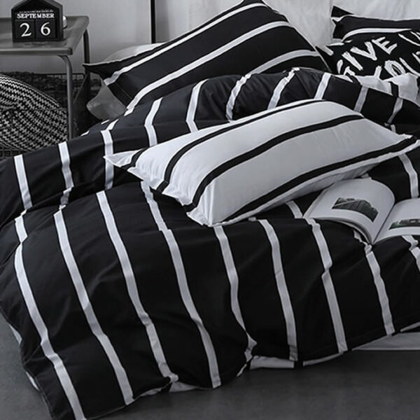 striped black white bedding set