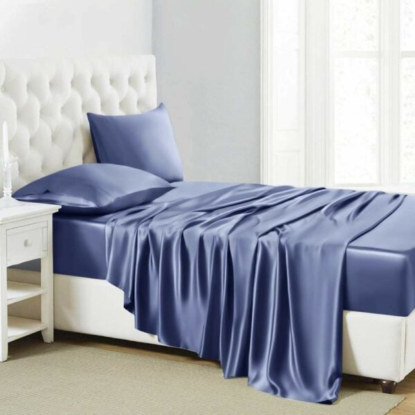 buy blue luxury bed sheet